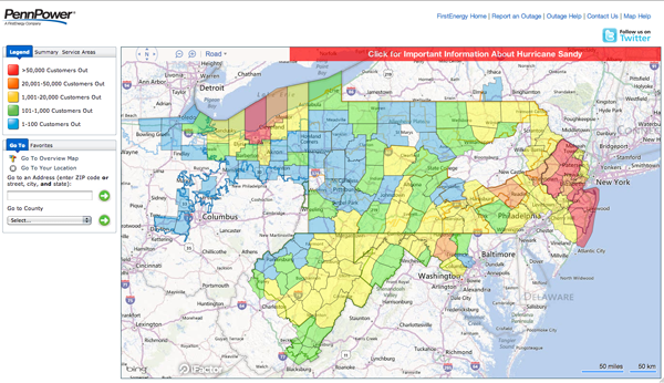encore energy outage map