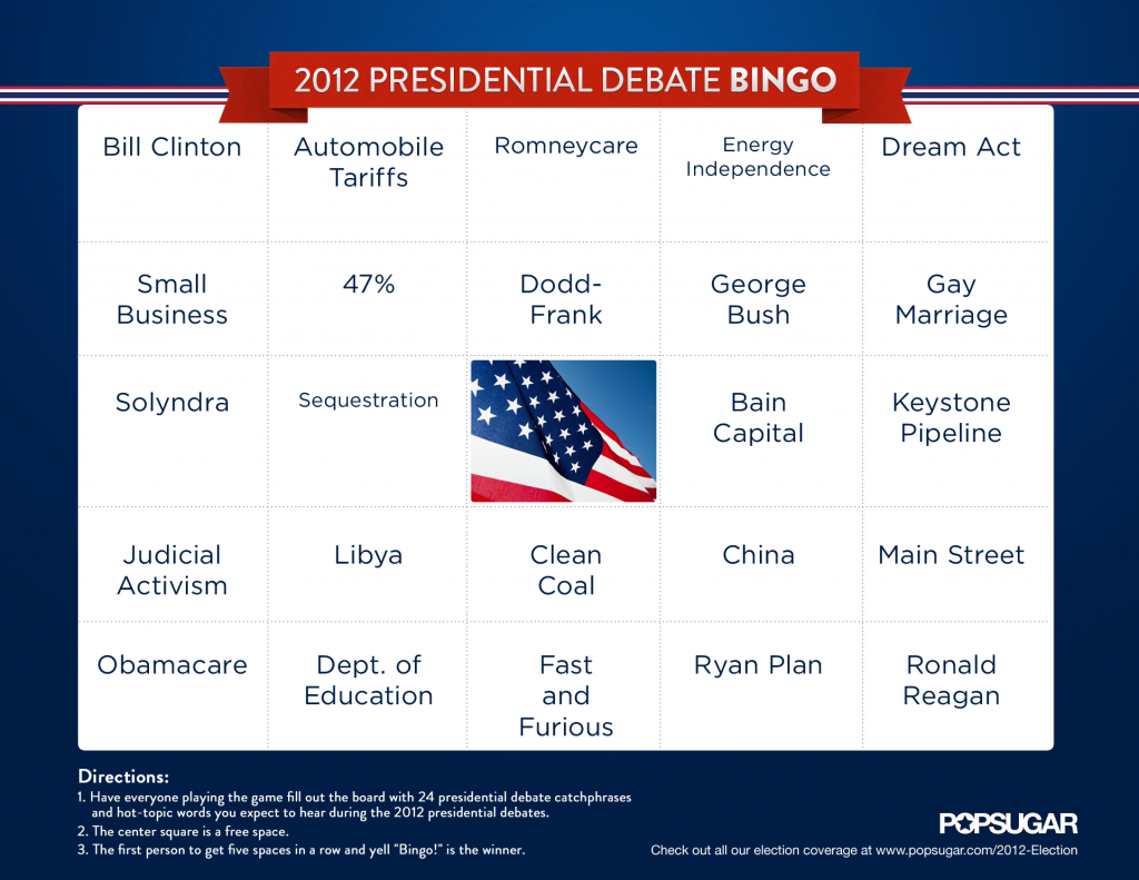 My Debate Bingo Card