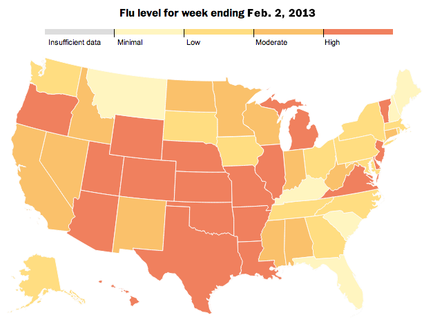 The geographic distribution of the flu