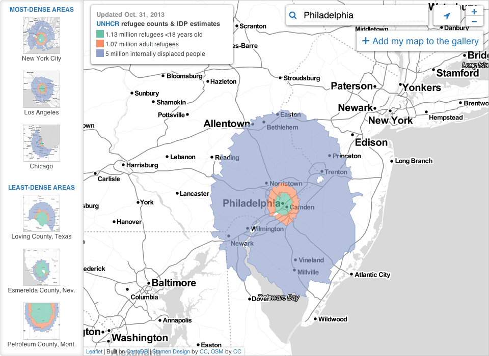 Syrian refugees based on Philadelphia's population
