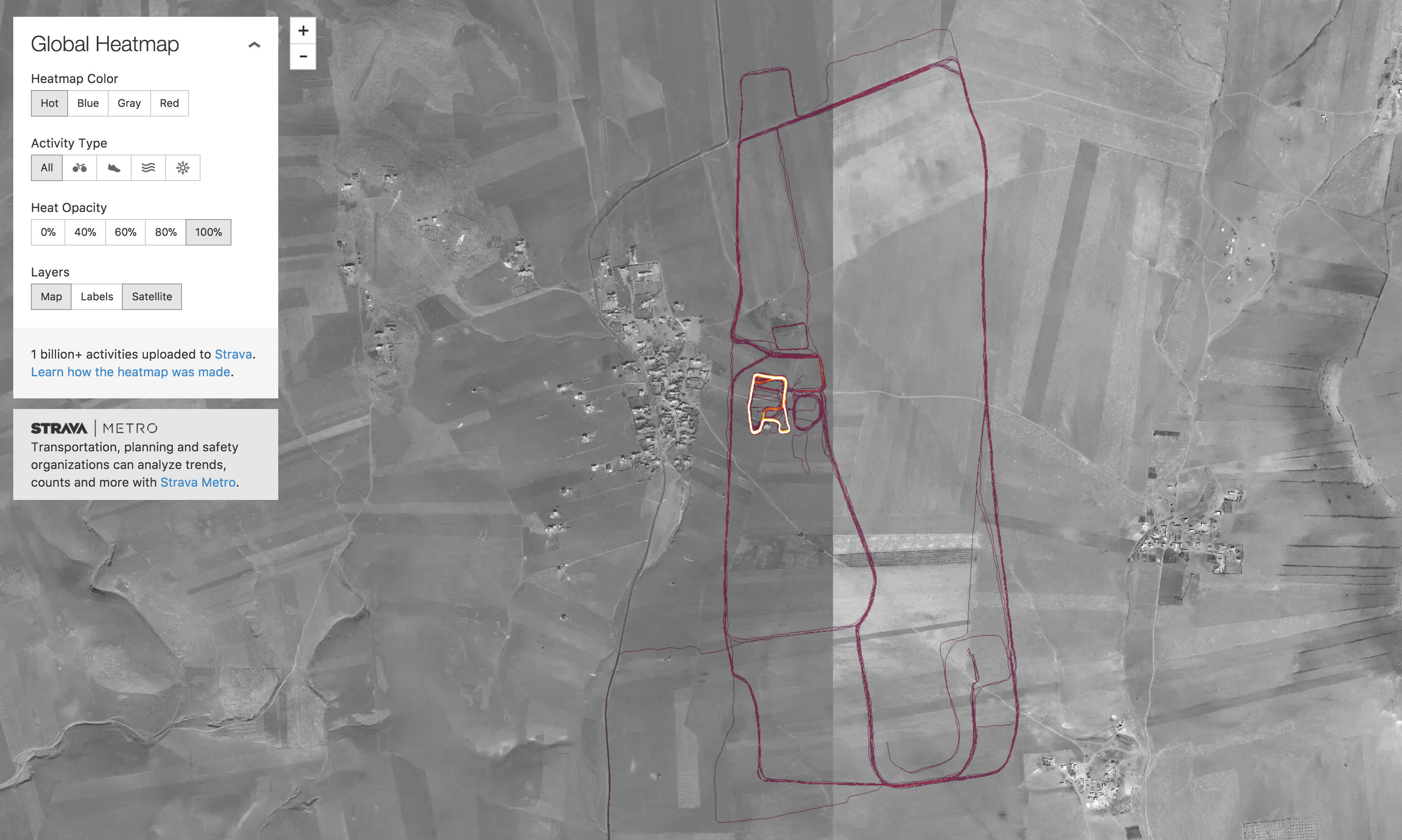 Nothing to see…I just run very straight routes through the middle of Syrian fields…